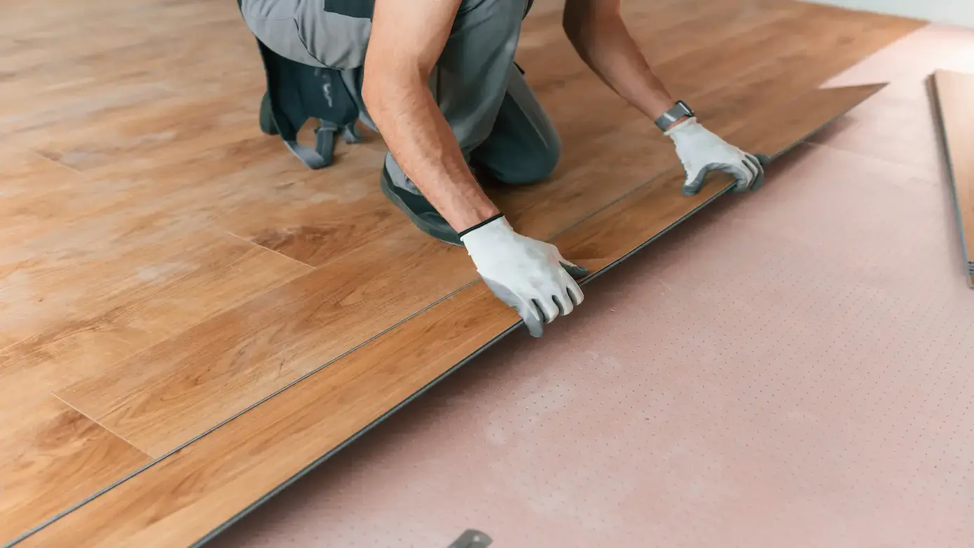 hand work man s-installing floor refinish
